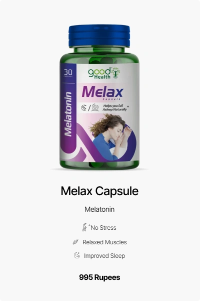 Melax Melax supplement for stress relief, restful sleep, and relaxation.